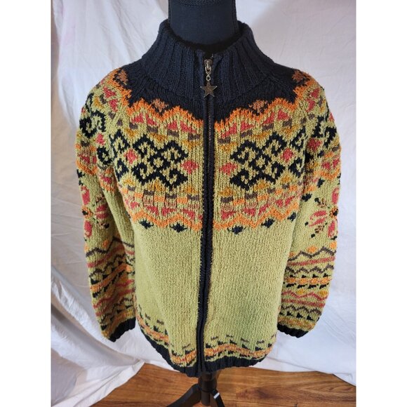 Planet Earth Sweaters Size Large Full Size Cardigan Sweater Olive Green - Picture 1 of 6